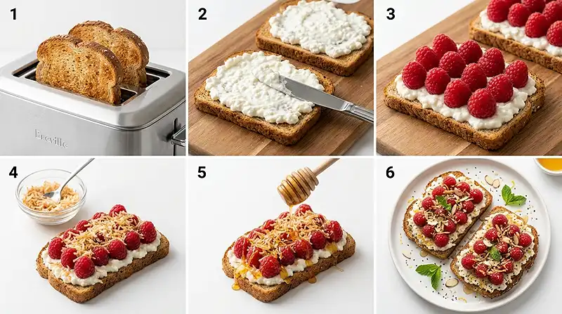 Raspberry Coconut Cottage Cheese Toast 3 cottage cheese toast