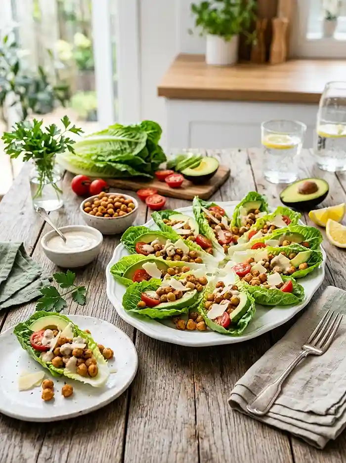 Crispy Chickpea Caesar Lettuce Cups 4 crunchy appetizer