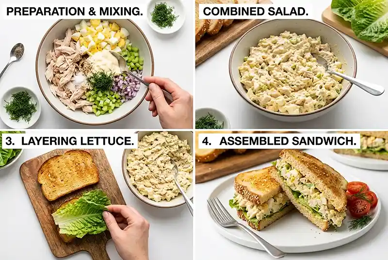 egg and chicken salad sandwich
