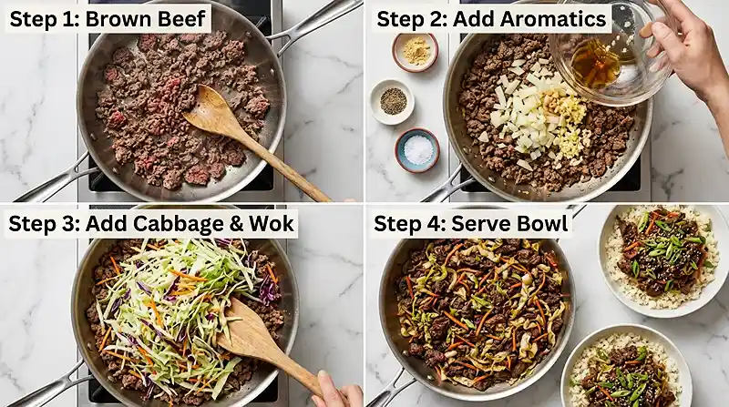 High-Protein GF Egg Roll Beef Bowls 3 egg roll in a bowl gluten-free