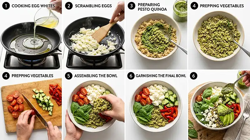 Savory Pesto Egg White Quinoa Bowl 3 egg white breakfast