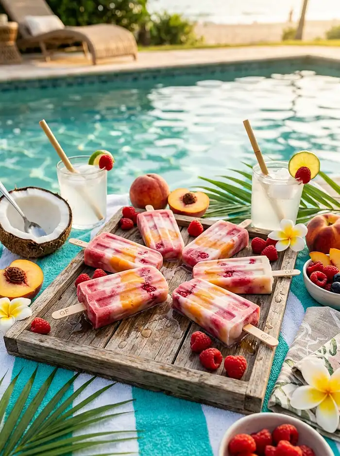 Gluten-Free Raspberry Peach Coconut Pops 4 frozen summer dessert