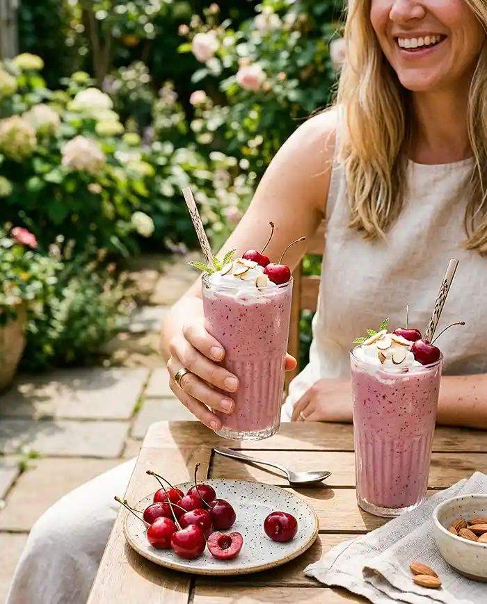 Gluten-Free Dairy-Free Cherry Almond Milkshake 4 frozen summer drink