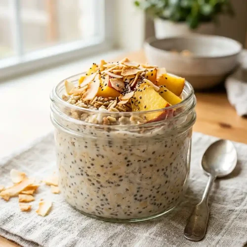 Gluten-Free Coconut Peach Overnight Oats 5 gluten-free Coconut Peach Overnight Oats
