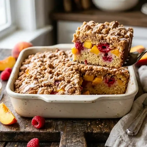 Gluten-Free Peach Melba Crumb Cake 5 gluten free crumb cake