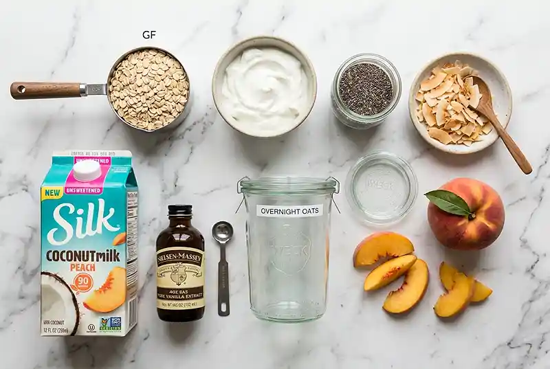 Gluten-Free Coconut Peach Overnight Oats 2 gluten-free dairy-free overnight oats