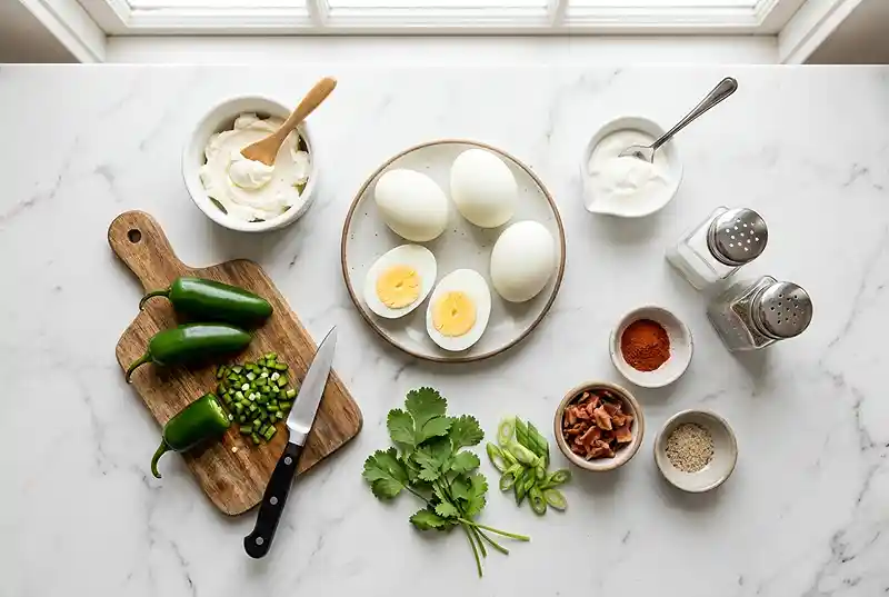Gluten-Free Jalapeño Popper Deviled Eggs 2 gluten-free deviled eggs