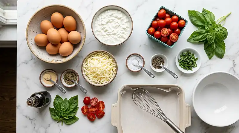 Gluten-Free Caprese Egg Bake Slices 2 gluten-free egg bake