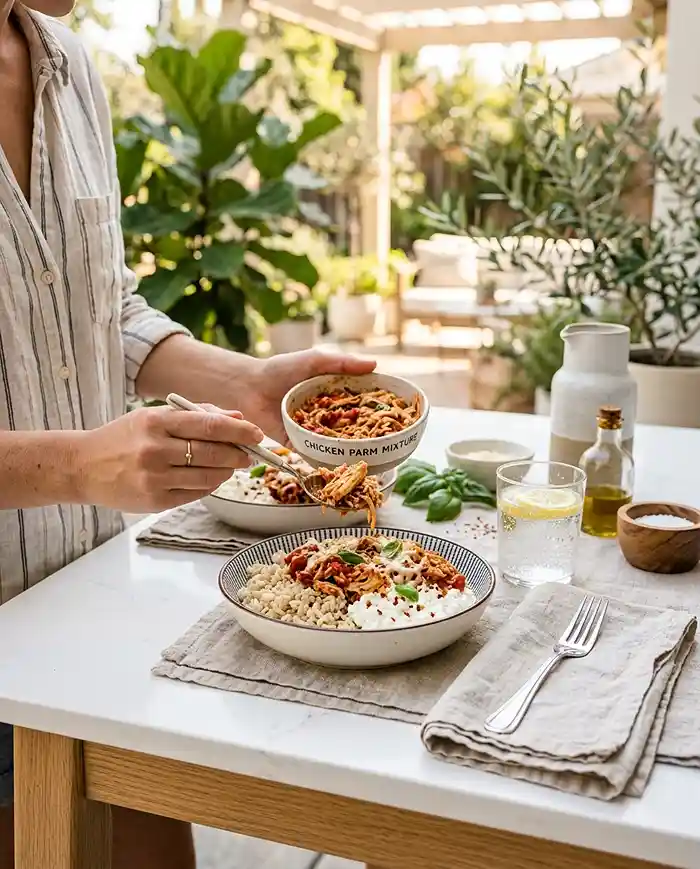 High-Protein Chicken Parmesan Cottage Cheese Bowls 4 gluten-free protein lunch