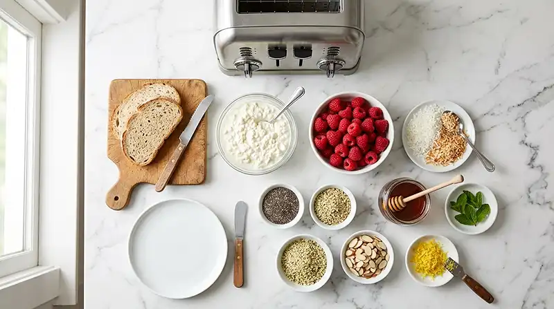 Raspberry Coconut Cottage Cheese Toast 2 gluten-free toast