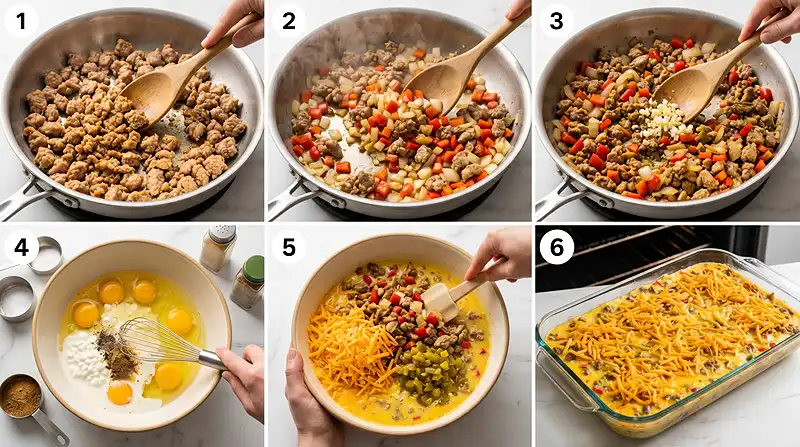 Gluten-Free Turkey Sausage Egg Bake 3 green chile turkey sausage