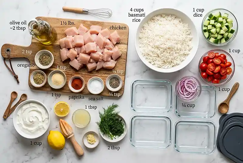 high-protein chicken gyro bowl