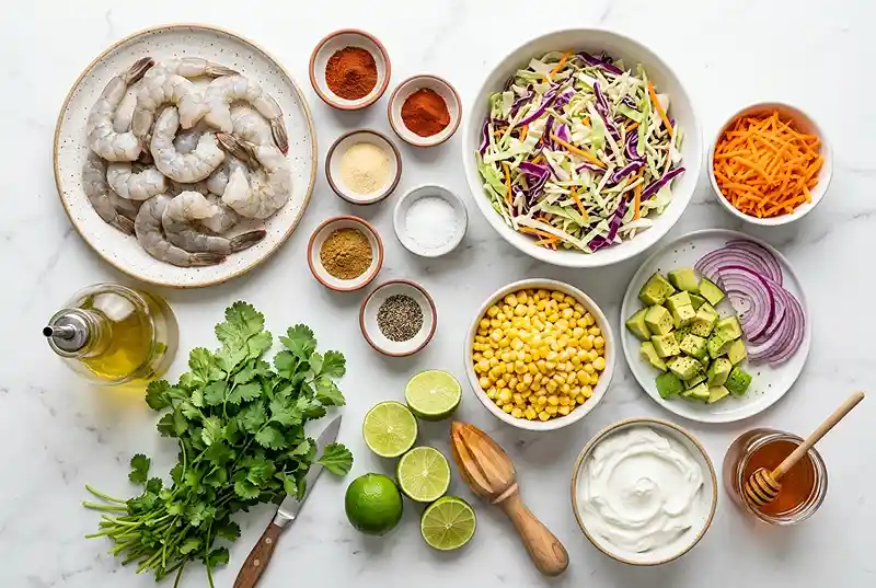 High-Protein Gluten-Free Shrimp Taco Slaw Bowls 2 high-protein shrimp bowl