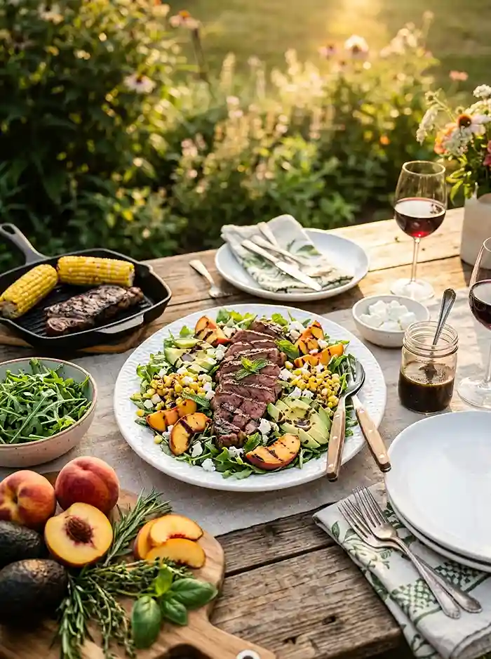 Gluten-Free Grilled Steak and Peach Salad 4 high protein summer meal