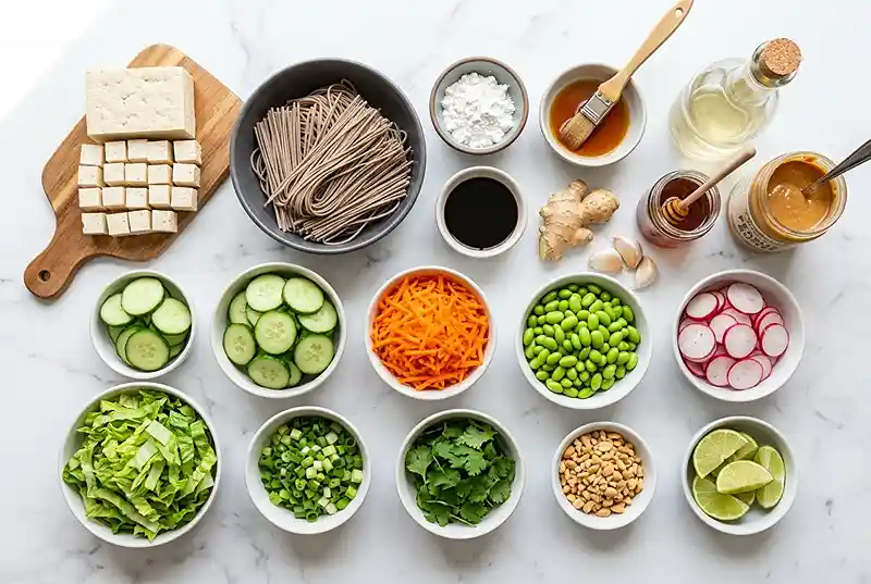 Gluten-Free Tofu Peanut Noodle Bowls 2 high-protein tofu noodle bowl