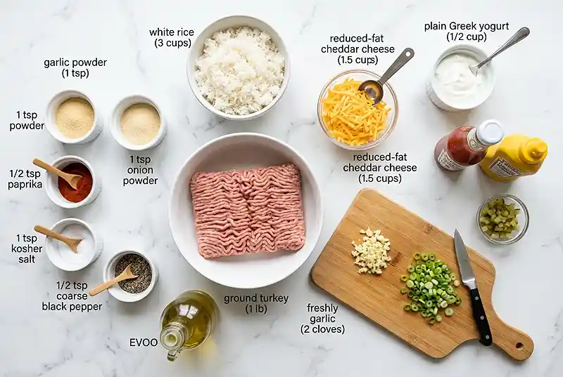 Gluten-Free Turkey Cheeseburger Rice Skillet 2 high-protein turkey skillet