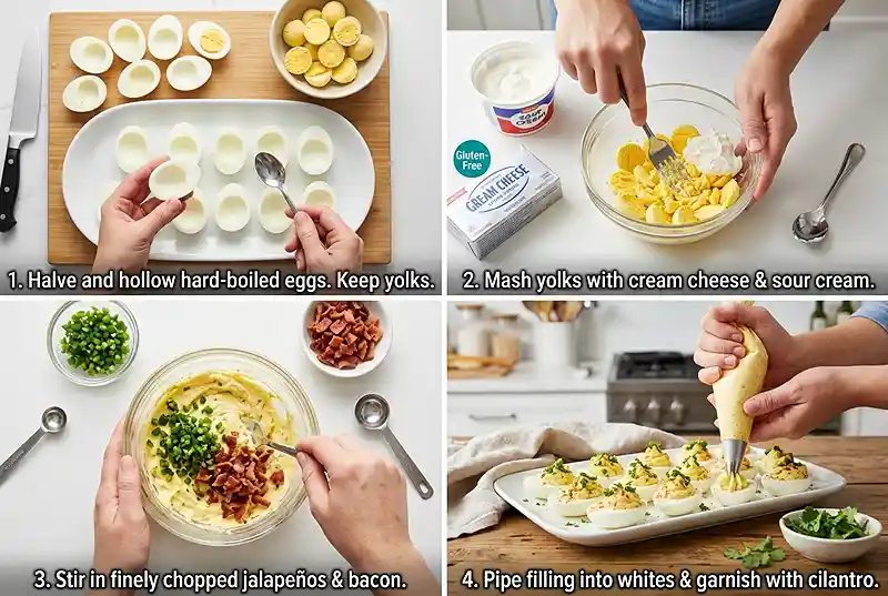 Gluten-Free Jalapeño Popper Deviled Eggs 3 jalapeno popper appetizer