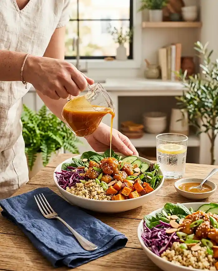 GF Honey Mustard Chicken Crunch Bowls 4 july meal prep lunch