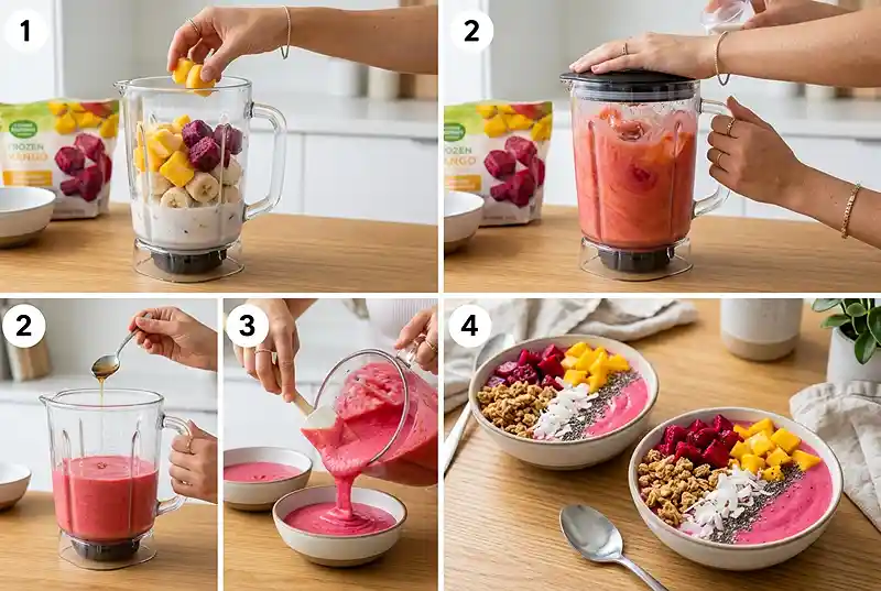 Mango Dragon Fruit Smoothie Bowl 3 mango dragon fruit bowl
