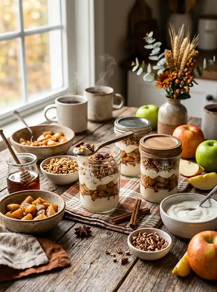 Gluten-Free Apple Pie Breakfast Parfait Jars 4 meal prep breakfast