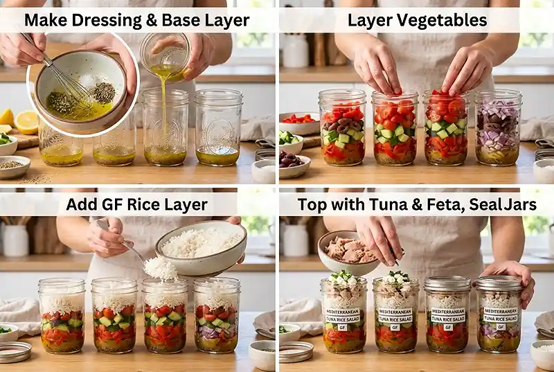GF Mediterranean Tuna Rice Salad Jars 3 mediterranean tuna lunch