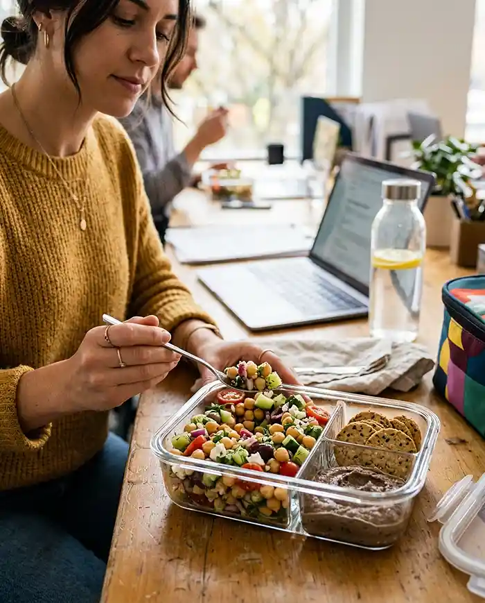 Gluten-Free Greek Chickpea Lunch Boxes 4 no cook budget lunch