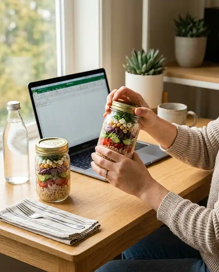 GF Mediterranean Tuna Rice Salad Jars 4 no cook lunch recipe