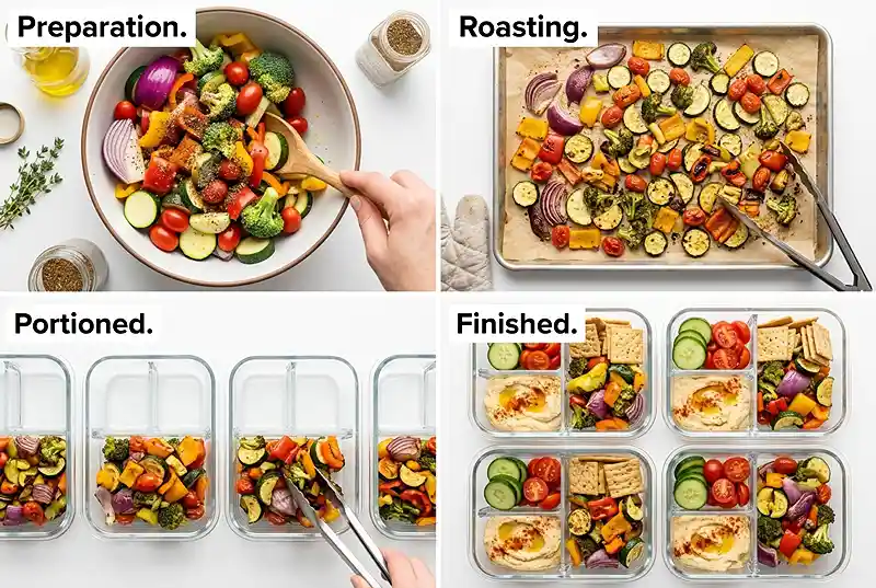 roasted veggie hummus box