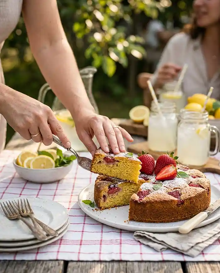 Gluten-Free Strawberry Cornmeal Cake 4 rustic summer bake