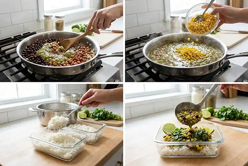 Gluten-Free Salsa Verde Rice and Beans 3 salsa verde lunch bowls