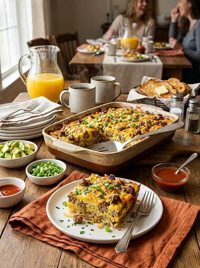 Sausage Hash Brown Breakfast Casserole 4 savory brunch casserole
