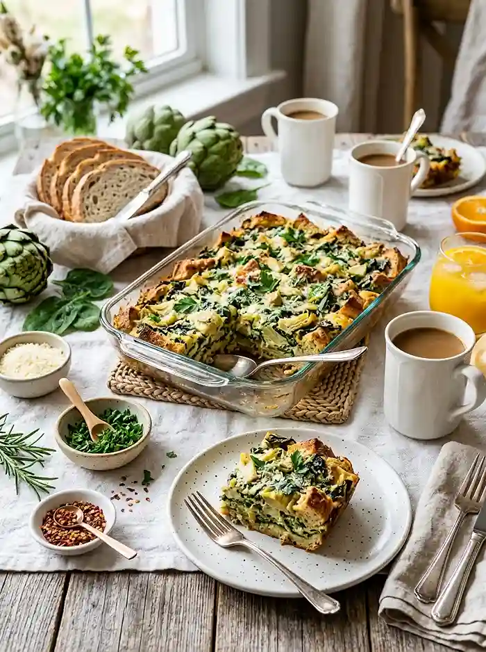 Gluten-Free Spinach Artichoke Brunch Strata 4 savory brunch