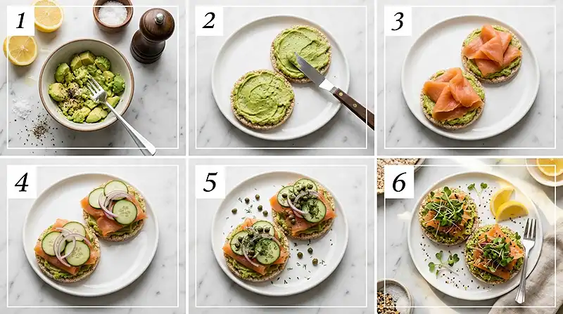 Gluten-Free Smoked Salmon Avocado Rice Cakes 3 smoked salmon breakfast