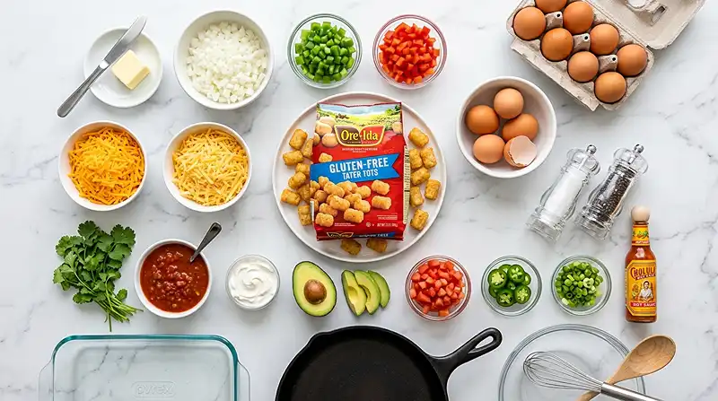 Gluten-Free Tater Tot Breakfast Casserole 2 southwest breakfast bake