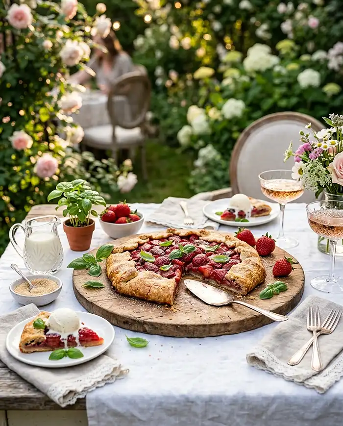 Gluten-Free Strawberry Basil Galette 4 strawberry basil dessert