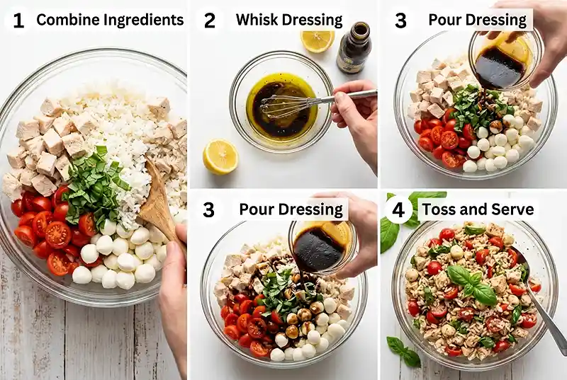 Gluten-Free Caprese Chicken Rice Salad 3 summer meal prep