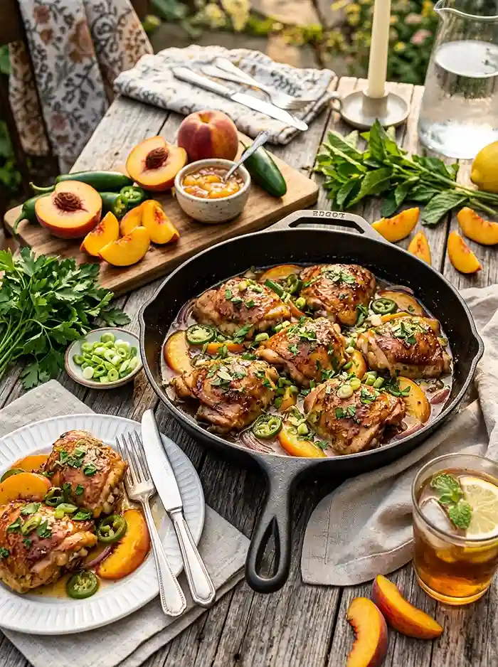 Gluten-Free Peach Jalapeño Chicken Thighs 4 sweet spicy dinner