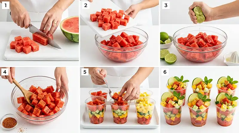 Watermelon Tajin Fruit Cups (Gluten-Free) 3 watermelon tajin cups