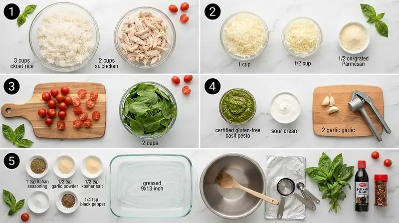 Pesto Chicken Mozzarella Rice Bake 2 Best Gluten-Free Pesto Chicken Mozzarella Rice Bake Recipe