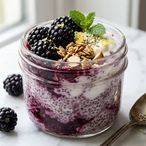 Blackberry Vanilla Chia Protein Pudding
