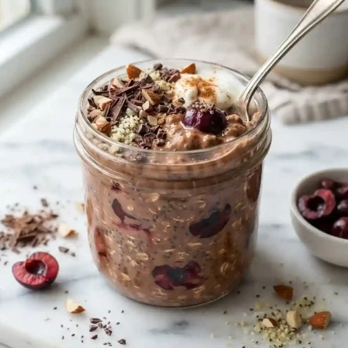 Chocolate Cherry Overnight Protein Oats 5 Chocolate Cherry Overnight Protein Oats