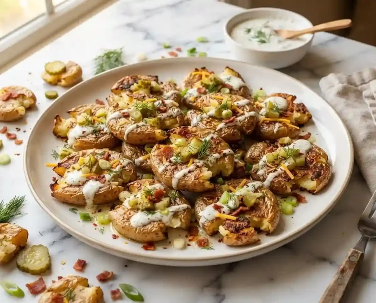 Crispy Smashed Pickle Potatoes