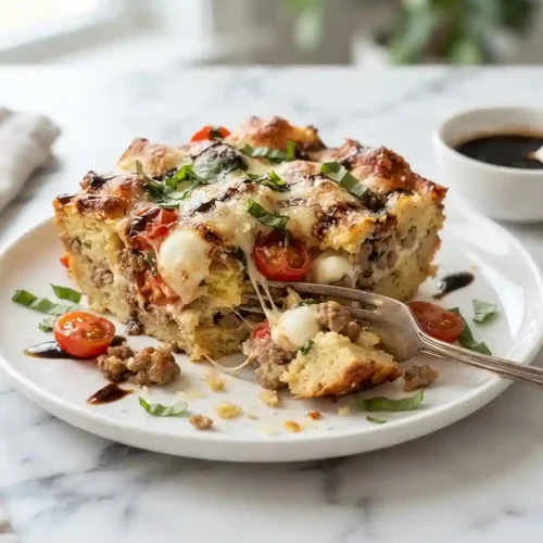 Gluten-Free Caprese Sausage Brunch Strata