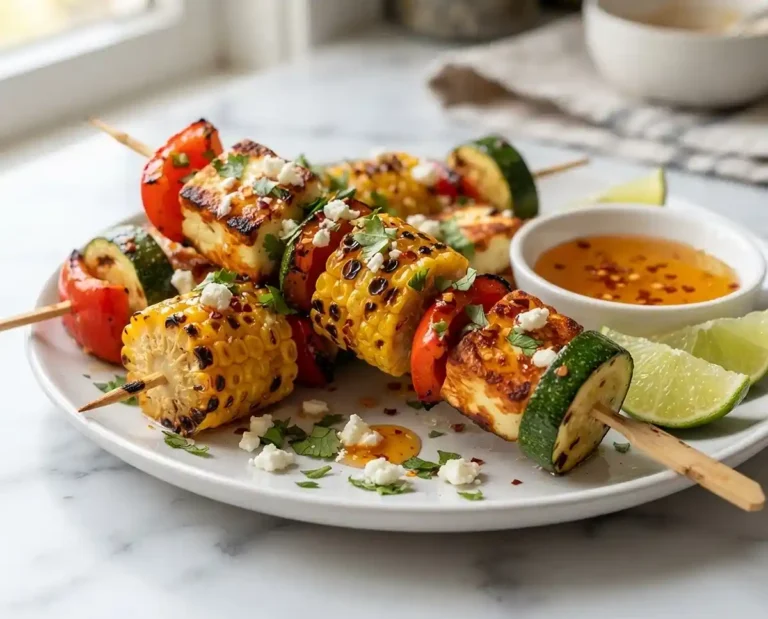 Gluten-Free Hot Honey Halloumi Corn Skewers