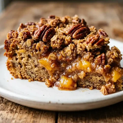 Gluten-Free Maple Pecan Peach Crumble Cake