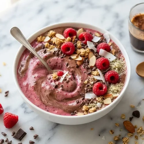 Gluten-Free Raspberry Mocha Smoothie Bowl 5 Gluten-Free Raspberry Mocha Smoothie Bowl