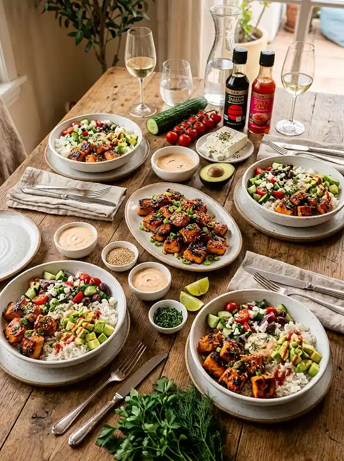 Mediterranean Bang Bang Salmon Recipe 3 Healthy Gluten-Free Bang Bang Salmon Bowl