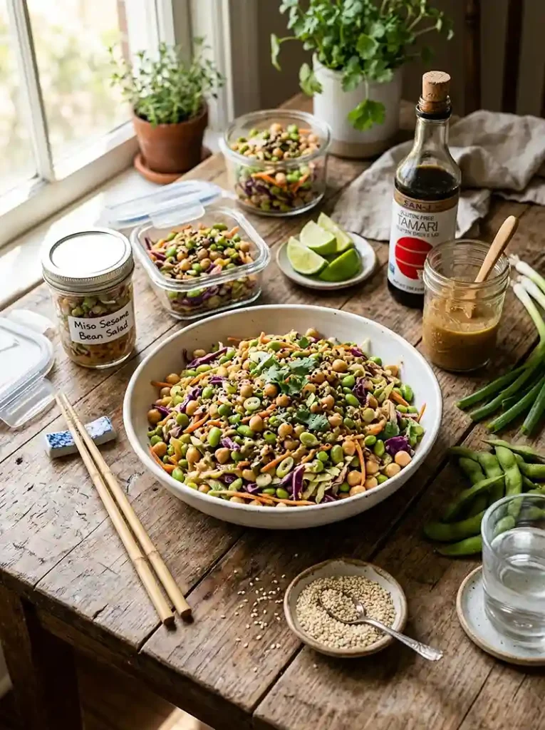 Healthy Miso Sesame Bean Salad for Meal Prep
