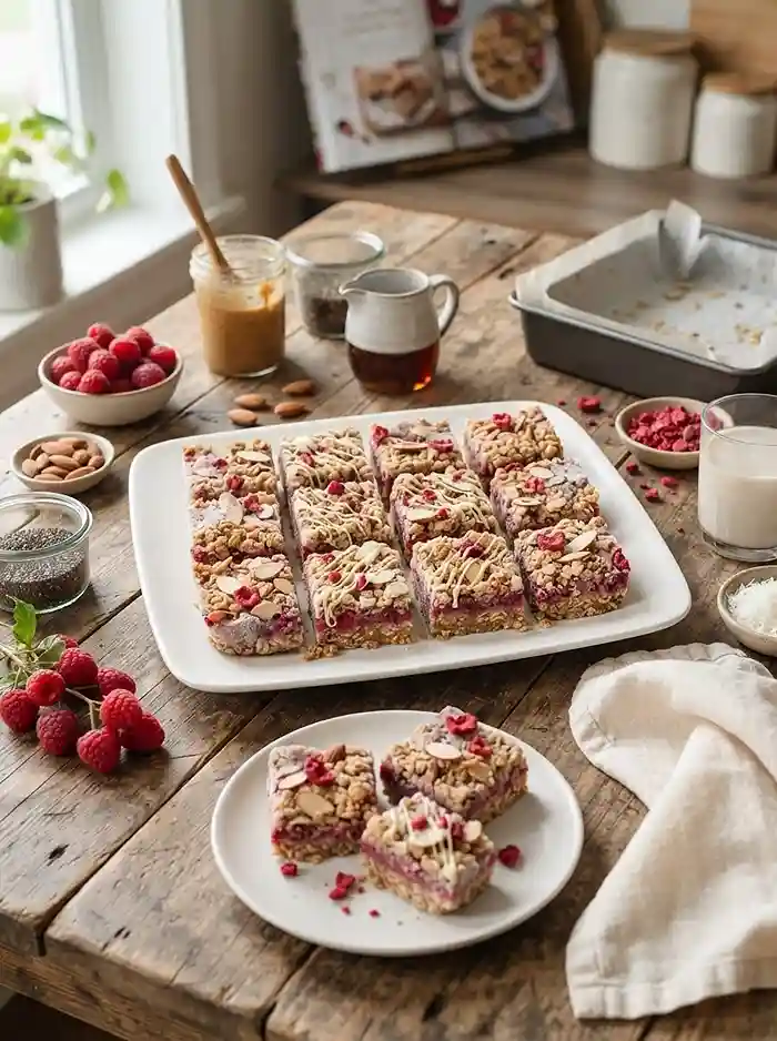 Raspberry Almond Freezer Oat Squares 4 Healthy Raspberry Almond Freezer Oat Squares