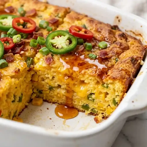 Hot Honey Jalapeño Cornbread Pudding